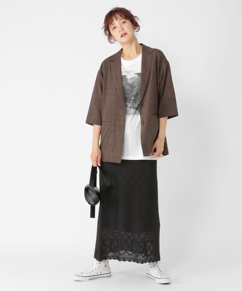 studio CLIP（スタディオクリップ）の「リネンライクハーフスリーブジャケット（テーラードジャケット・レディース・ライトベージュ/ブラック/ブラウン・FREE）」の19枚目の写真