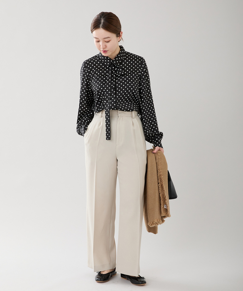 WEB限定/追加2》サテンドットタイ付ブラウス（シャツ/ブラウス