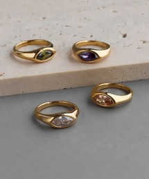 金属アレルギー対応   ひし形キュービックジルコニアリング