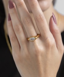 金属アレルギー対応 ひし形キュービックジルコニアリング
