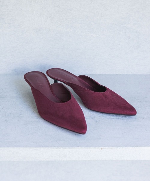 Velour Pointed Mule ミュール　パンプス セール】【 2color 】フェザーファーポインテッドトゥミュール