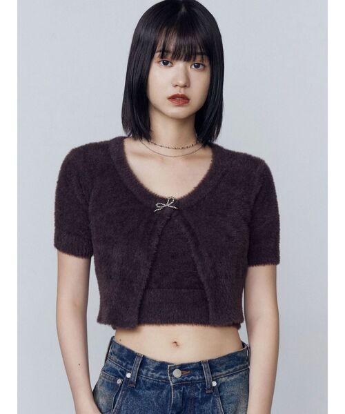 EMODA(エモダ)の「リボンチャームシャギーツインニット(ニット/セーター・レディース・グレー/ブラック/アイボリー/ブラウン・FREE)」の13枚目の写真