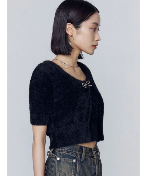 EMODA(エモダ)の「リボンチャームシャギーツインニット(ニット/セーター・レディース・グレー/ブラック/アイボリー/ブラウン・FREE)」の18枚目の写真