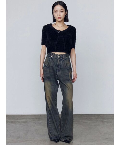 EMODA(エモダ)の「リボンチャームシャギーツインニット(ニット/セーター・レディース・グレー/ブラック/アイボリー/ブラウン・FREE)」の20枚目の写真