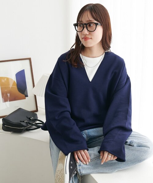 新色追加!】裏毛深Vネックプルオーバー《WEB限定カラーあり