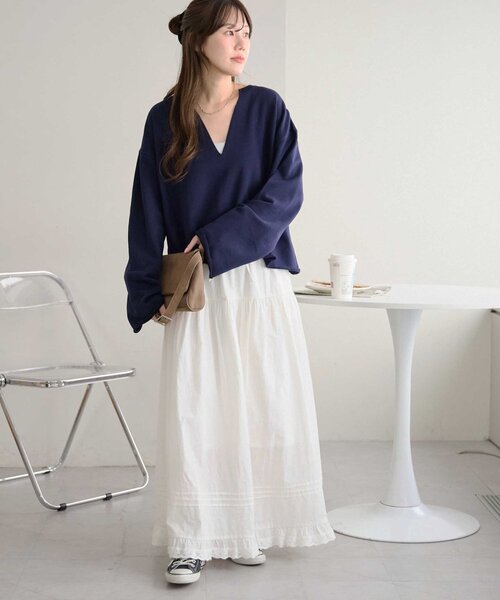 裏毛深Vネックプルオーバー（スウェット）｜DISCOAT（ディスコート）の