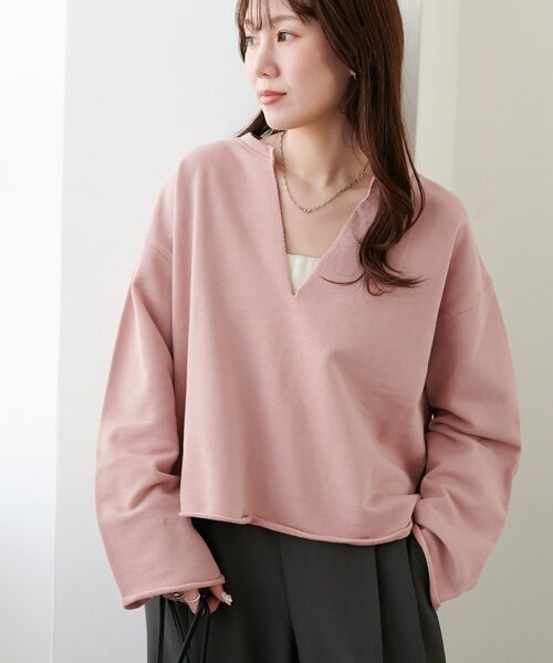 DISCOAT(ディスコート)の「裏毛深Vネックプルオーバー《WEB限定カラーあり》(スウェット・レディース・ネイビー/ダークブラウン/グレー/ブルー/アイボリー/ブラック/ピンク・FREE)」の17枚目の写真