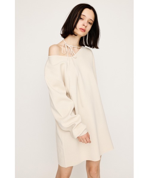 SLY（スライ）の「ASYMMETRY NECK LOOSE OP アシンメトリー ネック ルーズ ワンピース 秋服 冬服（ワンピース・レディース・杢グレー/アイボリー/ブラック・FREE）」の6枚目の写真