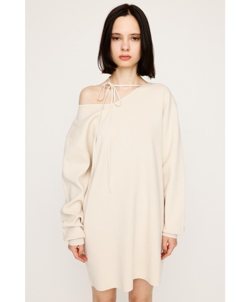 SLY（スライ）の「ASYMMETRY NECK LOOSE OP アシンメトリー ネック ルーズ ワンピース 秋服 冬服（ワンピース・レディース・杢グレー/アイボリー/ブラック・FREE）」の7枚目の写真