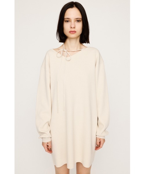 SLY（スライ）の「ASYMMETRY NECK LOOSE OP アシンメトリー ネック ルーズ ワンピース 秋服 冬服（ワンピース・レディース・杢グレー/アイボリー/ブラック・FREE）」の8枚目の写真