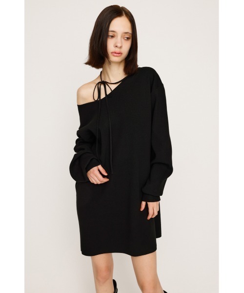 SLY（スライ）の「ASYMMETRY NECK LOOSE OP アシンメトリー ネック ルーズ ワンピース 秋服 冬服（ワンピース・レディース・杢グレー/アイボリー/ブラック・FREE）」の14枚目の写真