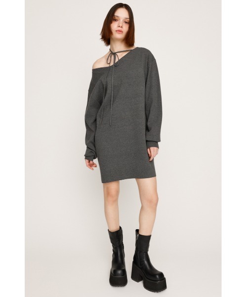 SLY（スライ）の「ASYMMETRY NECK LOOSE OP アシンメトリー ネック ルーズ ワンピース 秋服 冬服（ワンピース・レディース・杢グレー/アイボリー/ブラック・FREE）」の17枚目の写真