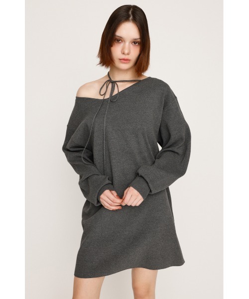 SLY（スライ）の「ASYMMETRY NECK LOOSE OP アシンメトリー ネック ルーズ ワンピース 秋服 冬服（ワンピース・レディース・杢グレー/アイボリー/ブラック・FREE）」の16枚目の写真