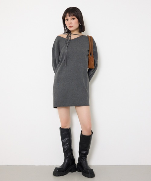 SLY（スライ）の「ASYMMETRY NECK LOOSE OP アシンメトリー ネック ルーズ ワンピース 秋服 冬服（ワンピース・レディース・杢グレー/アイボリー/ブラック・FREE）」の22枚目の写真