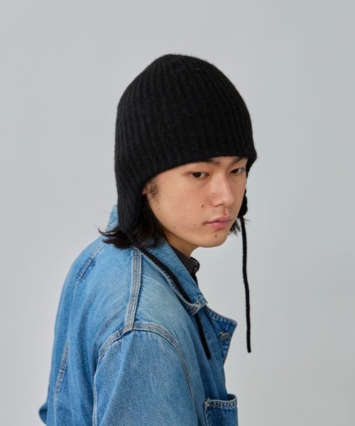 OVERRIDE（オーバーライド）の「OVERRIDE  ALPACA BLEND EARLAP BEANIE / オーバーライド（ニットキャップ/ビーニー・メンズ・ブラック/ブルー/ブラウン・57~59cm）」の5枚目の写真