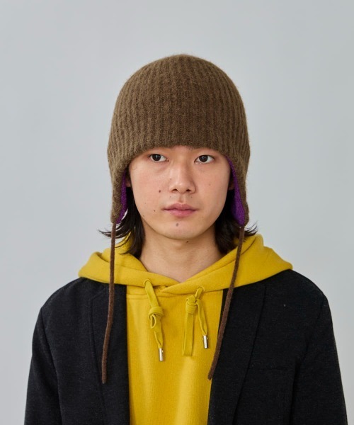 OVERRIDE（オーバーライド）の「OVERRIDE  ALPACA BLEND EARLAP BEANIE / オーバーライド（ニットキャップ/ビーニー・メンズ・ブラック/ブルー/ブラウン・57~59cm）」の11枚目の写真