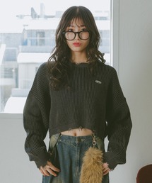 repipi armario | 【洗えるニット】ダメージショートニット(ニット/セーター)