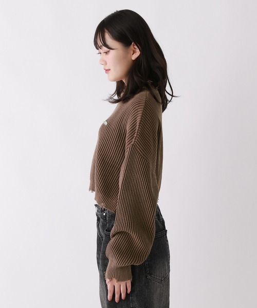 repipi armario(レピピ アルマリオ)の「【洗えるニット】ダメージショートニット(ニット/セーター・キッズ・チャコールグレー/ライトグレー/ブラウン・SMALL/MEDIUM/LARGE)」の10枚目の写真