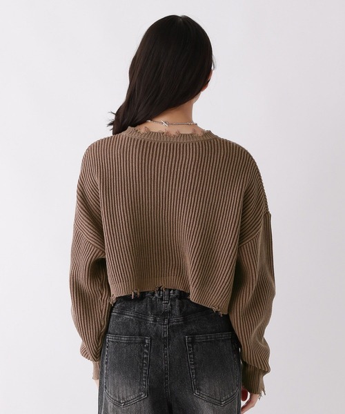 repipi armario(レピピ アルマリオ)の「【洗えるニット】ダメージショートニット(ニット/セーター・キッズ・チャコールグレー/ライトグレー/ブラウン・SMALL/MEDIUM/LARGE)」の11枚目の写真