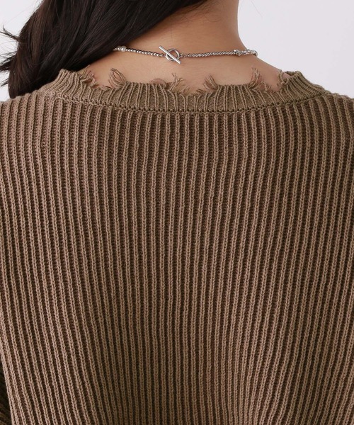 repipi armario(レピピ アルマリオ)の「【洗えるニット】ダメージショートニット(ニット/セーター・キッズ・チャコールグレー/ライトグレー/ブラウン・SMALL/MEDIUM/LARGE)」の12枚目の写真