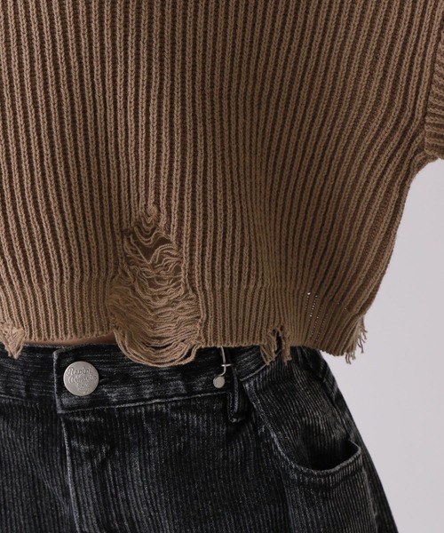 repipi armario(レピピ アルマリオ)の「【洗えるニット】ダメージショートニット(ニット/セーター・キッズ・チャコールグレー/ライトグレー/ブラウン・SMALL/MEDIUM/LARGE)」の17枚目の写真