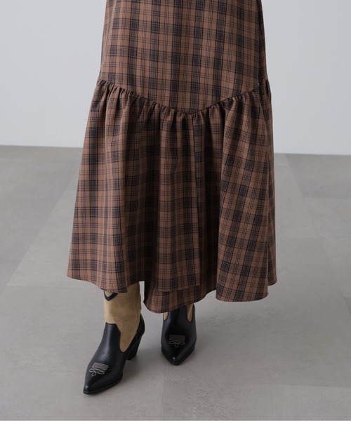 FREE'S MART（フリーズマート）の「◆チェックアシメティアードスカート（スカート・レディース・ブラウン系その他/ダークネイビー・SMALL/MEDIUM）」の5枚目の写真