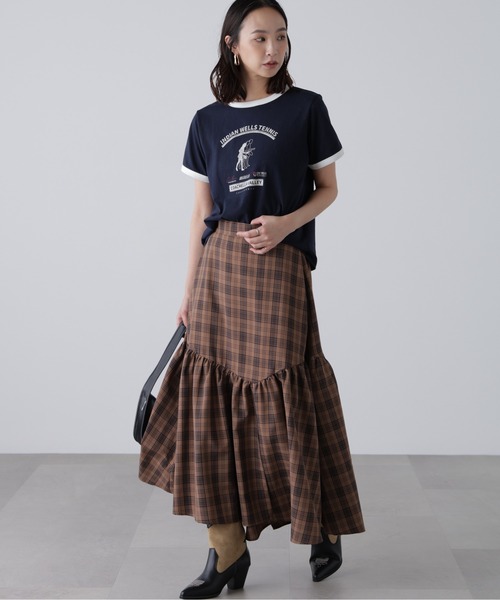 FREE'S MART（フリーズマート）の「◆チェックアシメティアードスカート（スカート・レディース・ブラウン系その他/ダークネイビー・SMALL/MEDIUM）」の10枚目の写真