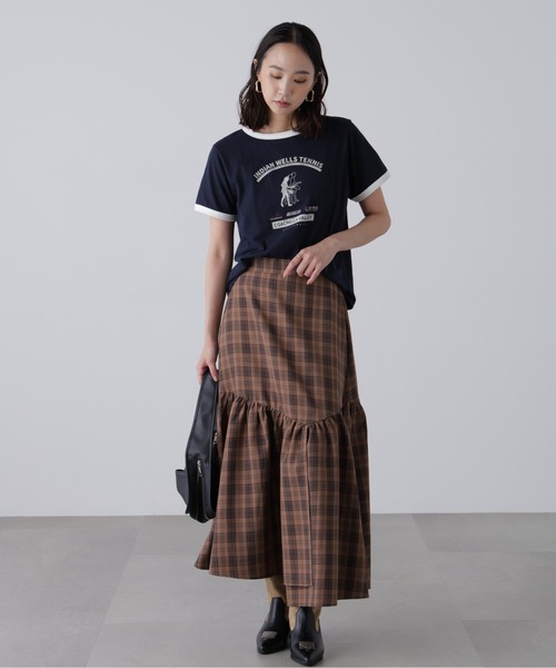 FREE'S MART（フリーズマート）の「◆チェックアシメティアードスカート（スカート・レディース・ブラウン系その他/ダークネイビー・SMALL/MEDIUM）」の12枚目の写真