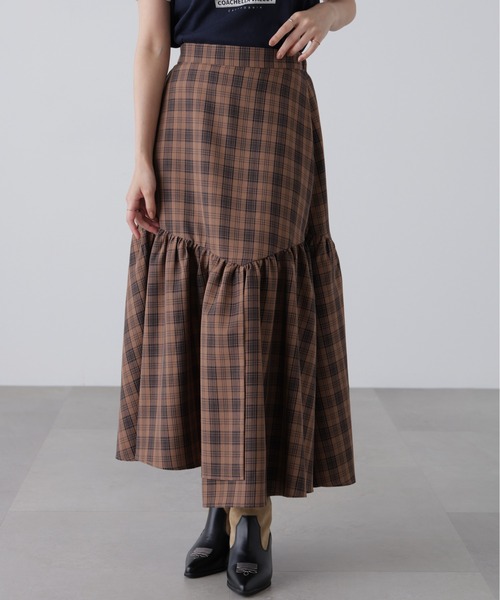 FREE'S MART（フリーズマート）の「◆チェックアシメティアードスカート（スカート・レディース・ブラウン系その他/ダークネイビー・SMALL/MEDIUM）」の13枚目の写真