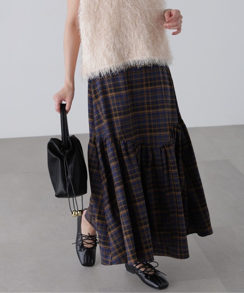 FREE'S MART（フリーズマート）の「◆チェックアシメティアードスカート（スカート・レディース・ブラウン系その他/ダークネイビー・SMALL/MEDIUM）」の19枚目の写真