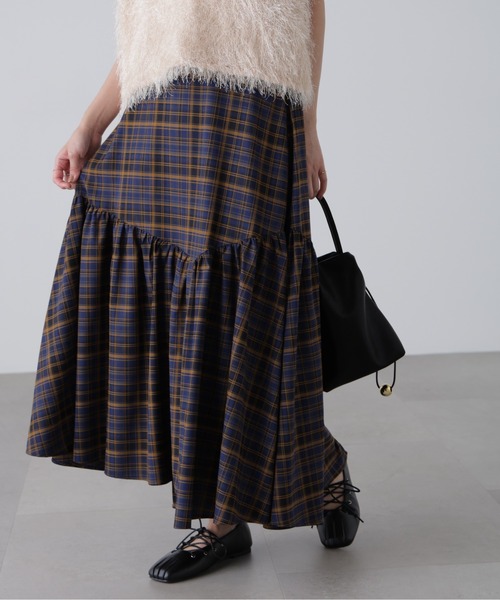 FREE'S MART（フリーズマート）の「◆チェックアシメティアードスカート（スカート・レディース・ブラウン系その他/ダークネイビー・SMALL/MEDIUM）」の20枚目の写真