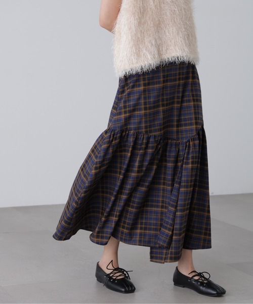 FREE'S MART（フリーズマート）の「◆チェックアシメティアードスカート（スカート・レディース・ブラウン系その他/ダークネイビー・SMALL/MEDIUM）」の21枚目の写真