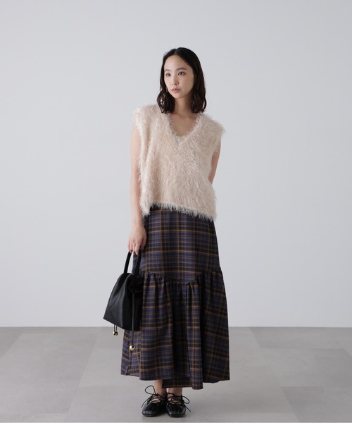 FREE'S MART（フリーズマート）の「◆チェックアシメティアードスカート（スカート・レディース・ブラウン系その他/ダークネイビー・SMALL/MEDIUM）」の22枚目の写真