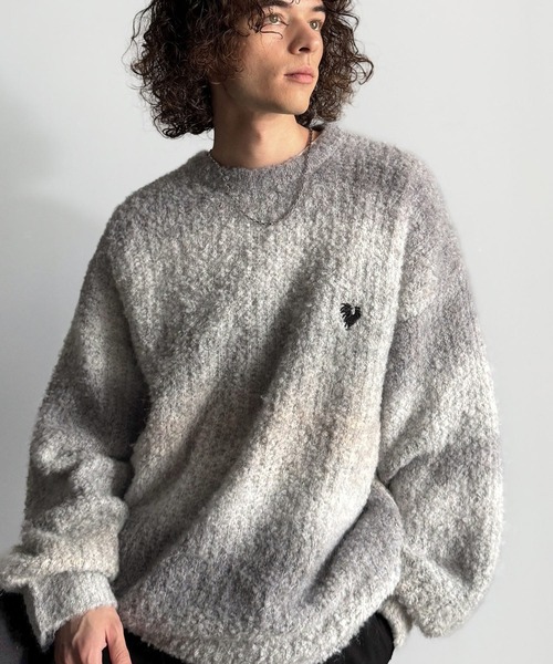 Gradient Boucle вязаный свитер с круглым вырезом — бруклин 소재 градиент