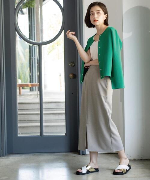 OPAQUE.CLIP（オペークドットクリップ）の「スナップボタンニットカーディガン【UVケア/洗濯機OK】《6col/S～LL》（カーディガン/ボレロ・レディース・アイボリー/ブラック/ネイビー系5/グリーン/キャメル/ボルドー・36/38/40/42）」の12枚目の写真