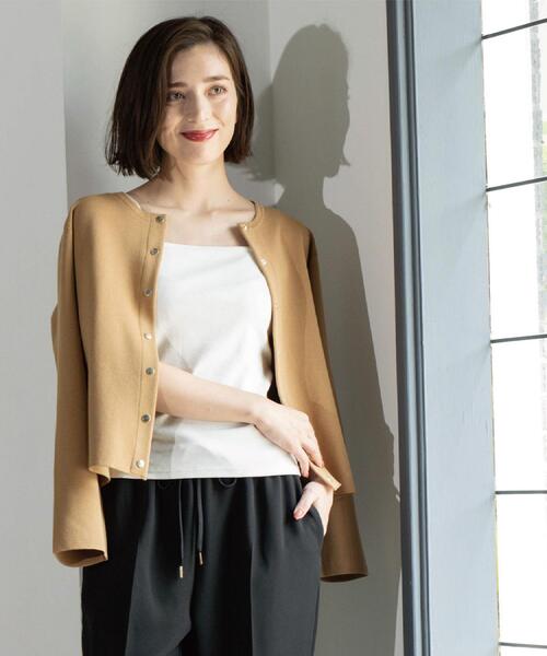 OPAQUE.CLIP（オペークドットクリップ）の「スナップボタンニットカーディガン【UVケア/洗濯機OK】《6col/S～LL》（カーディガン/ボレロ・レディース・アイボリー/ブラック/ネイビー系5/グリーン/キャメル/ボルドー・36/38/40/42）」の17枚目の写真