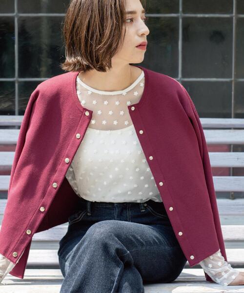 OPAQUE.CLIP（オペークドットクリップ）の「スナップボタンニットカーディガン【UVケア/洗濯機OK】《6col/S～LL》（カーディガン/ボレロ・レディース・アイボリー/ブラック/ネイビー系5/グリーン/キャメル/ボルドー・36/38/40/42）」の20枚目の写真