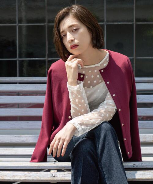 OPAQUE.CLIP（オペークドットクリップ）の「スナップボタンニットカーディガン【UVケア/洗濯機OK】《6col/S～LL》（カーディガン/ボレロ・レディース・アイボリー/ブラック/ネイビー系5/グリーン/キャメル/ボルドー・36/38/40/42）」の21枚目の写真