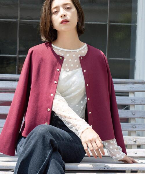 OPAQUE.CLIP（オペークドットクリップ）の「スナップボタンニットカーディガン【UVケア/洗濯機OK】《6col/S～LL》（カーディガン/ボレロ・レディース・アイボリー/ブラック/ネイビー系5/グリーン/キャメル/ボルドー・36/38/40/42）」の22枚目の写真