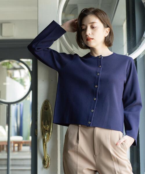 SCAPA カシミヤ ボタンニット カーディガン　襟付き　リブニット カーディガン many button rib knit cardigan /メニーボタンリブニット