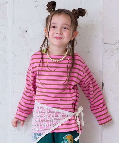 MARKEY'S（マーキーズ）の「バスクボーダーシャツ（Tシャツ/カットソー・キッズ・ブラック系その他/ブルー系その他/ライトグリーン/ピンク系その他/ブラウン系その他/マルチ・80/90/95/100/110/120/130/140/150）」の5枚目の写真