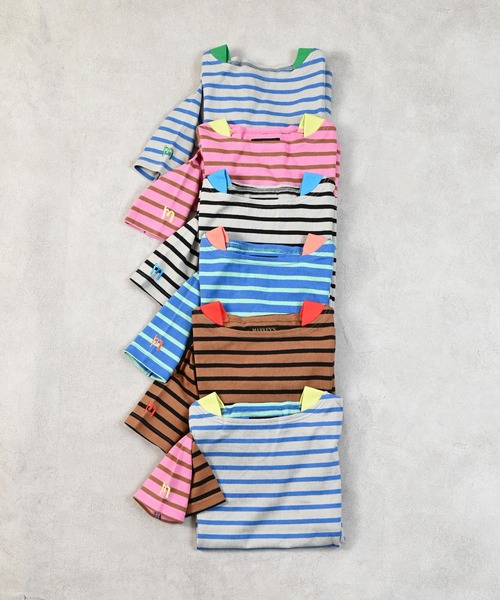 MARKEY'S（マーキーズ）の「バスクボーダーシャツ（Tシャツ/カットソー・キッズ・ブラック系その他/ブルー系その他/ライトグリーン/ピンク系その他/ブラウン系その他/マルチ・80/90/95/100/110/120/130/140/150）」の7枚目の写真