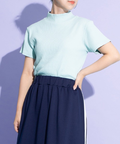 PUNYUS（プニュズ）の「ハイネックリブＴシャツ（Tシャツ/カットソー・レディース・ブラウン/ブラック/サックスブルー・1/2/3/4）」の4枚目の写真