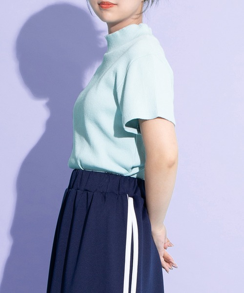 PUNYUS（プニュズ）の「ハイネックリブＴシャツ（Tシャツ/カットソー・レディース・ブラウン/ブラック/サックスブルー・1/2/3/4）」の6枚目の写真