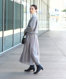 BEAMS HEART | 【セットアイテム】Vネック ニットカーディガン × シアー フレアスカート(ワンピース)