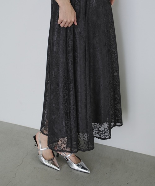 ANDRESD(アンドレスド)の「ノットリボンレースドレス / knot ribbon lace dress(ドレス・レディース・ブルーグレー/ブラック/ブラウン/イエロー/チャコール・S/L/M)」の22枚目の写真