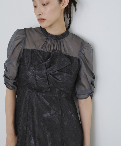 ANDRESD(アンドレスド)の「ノットリボンレースドレス / knot ribbon lace dress(ドレス・レディース・ブルーグレー/ブラック/ブラウン/イエロー/チャコール・S/L/M)」の21枚目の写真