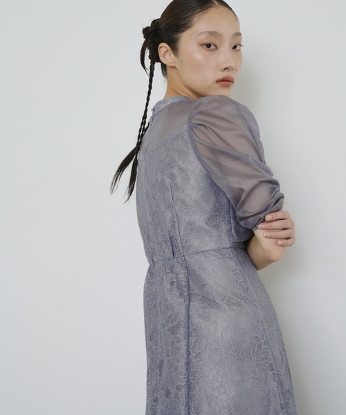 ANDRESD(アンドレスド)の「ノットリボンレースドレス / knot ribbon lace dress(ドレス・レディース・ブルーグレー/ブラック/ブラウン/イエロー/チャコール・S/L/M)」の15枚目の写真