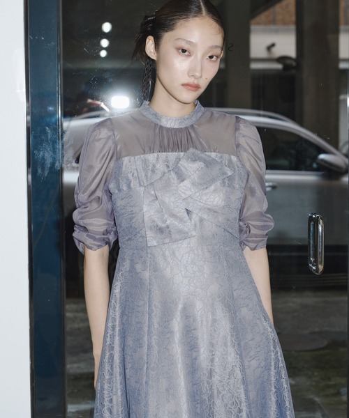 ANDRESD(アンドレスド)の「ノットリボンレースドレス / knot ribbon lace dress(ドレス・レディース・ブルーグレー/ブラック/ブラウン/イエロー/チャコール・S/L/M)」の16枚目の写真