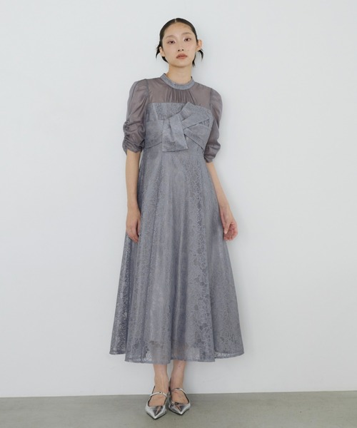 ANDRESD(アンドレスド)の「ノットリボンレースドレス / knot ribbon lace dress(ドレス・レディース・ブルーグレー/ブラック/ブラウン/イエロー/チャコール・S/L/M)」の18枚目の写真